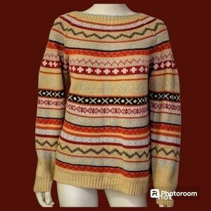 Misslook Colorful Fair Isle Aztec Striped Oversized Ski Sweater